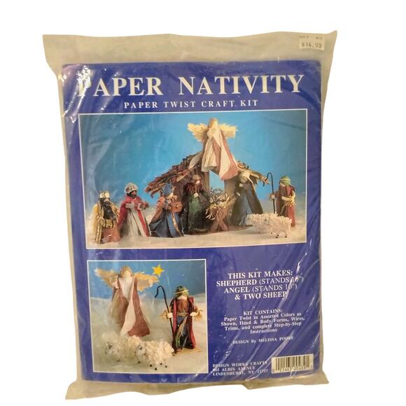 Paper Nativity Twist Craft Kit Shepherd Angel Sheep Paper Doll #434 NEW Vintage - Picture 1 of 4